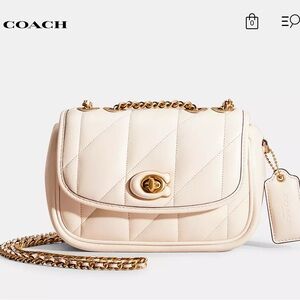 Coach Cream Quilted Crossbody Bag with Gold Hardware